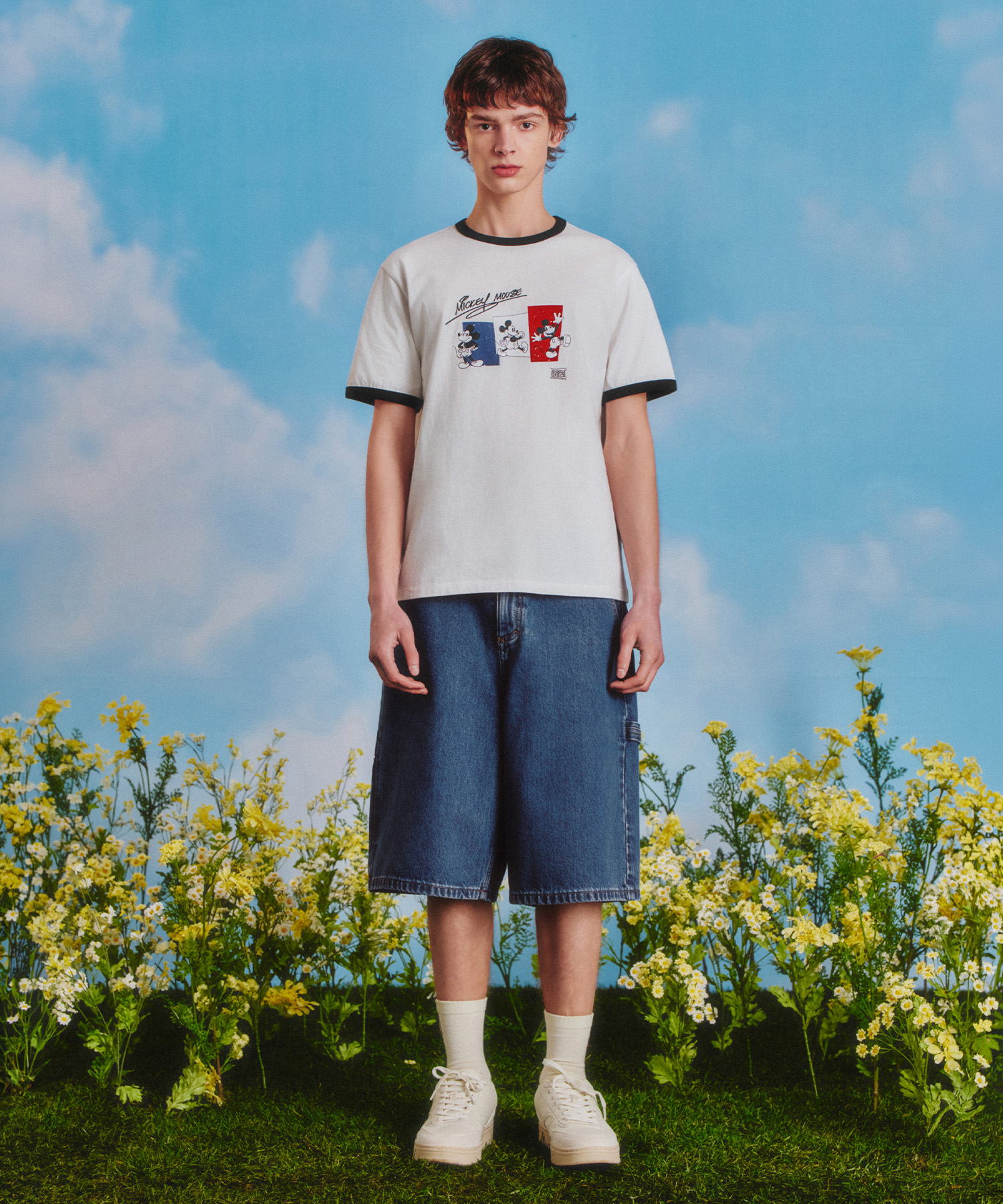 [MARITHE_DISNEY] MICKEY_FRENCH RINGER TEE white - MARITHÉ+FRANҪOIS GIRBAUD