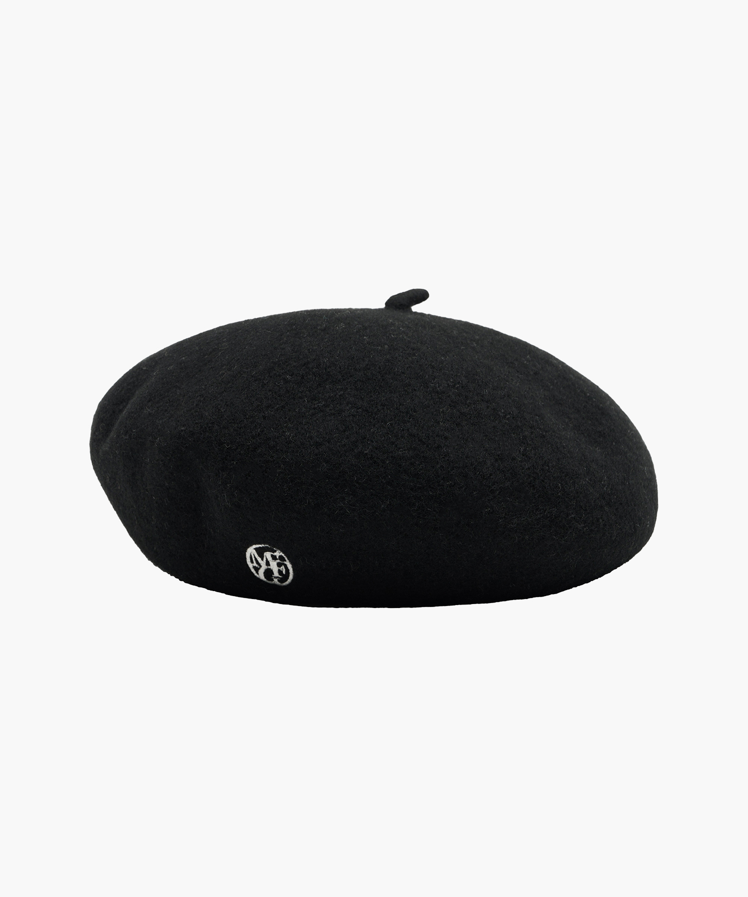 ENFANT CIRCLE LOGO EMBROIDERY WOOL BERET black