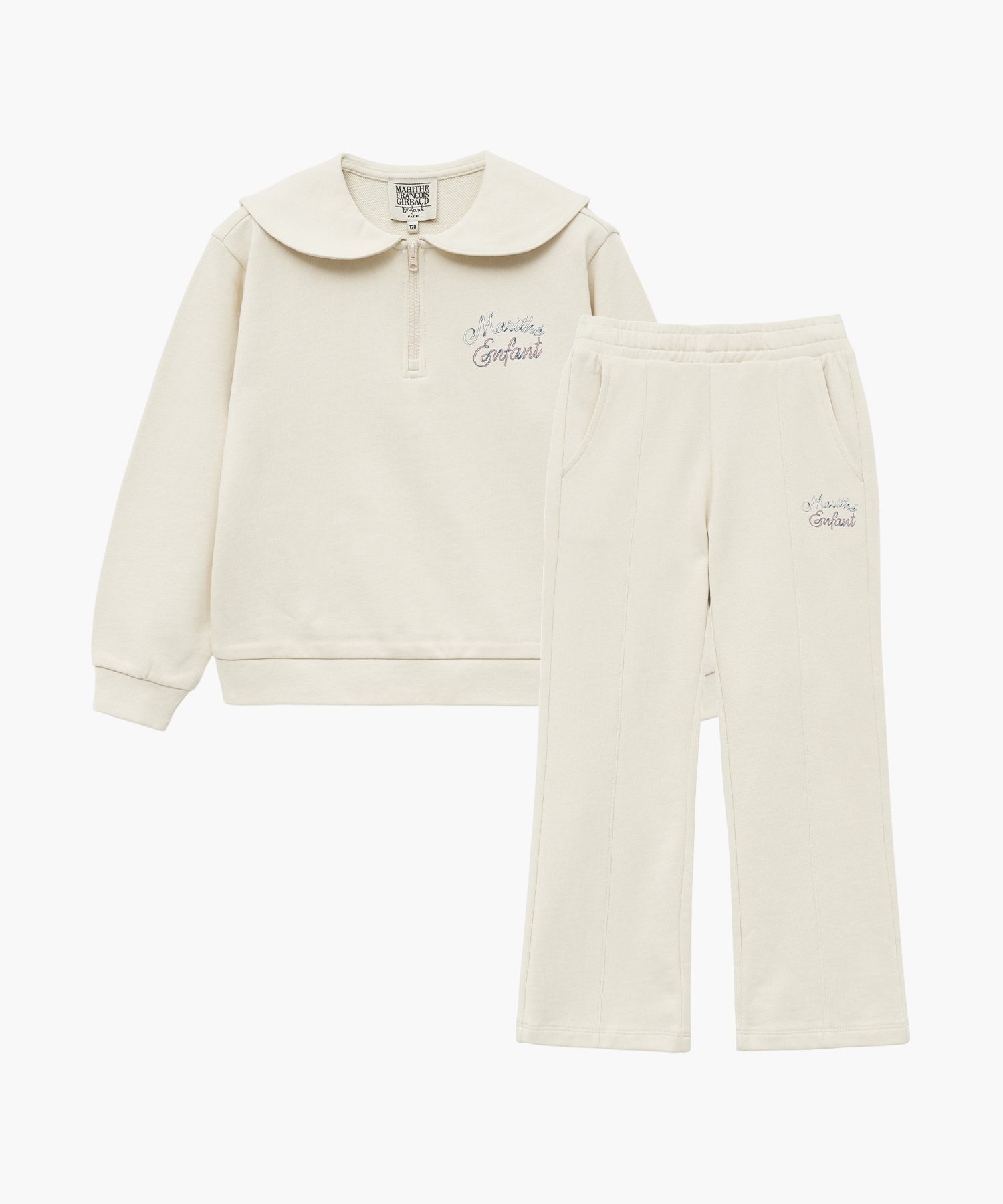 ENFANT W SAILOR COLLAR SWEAT SET-UP cream